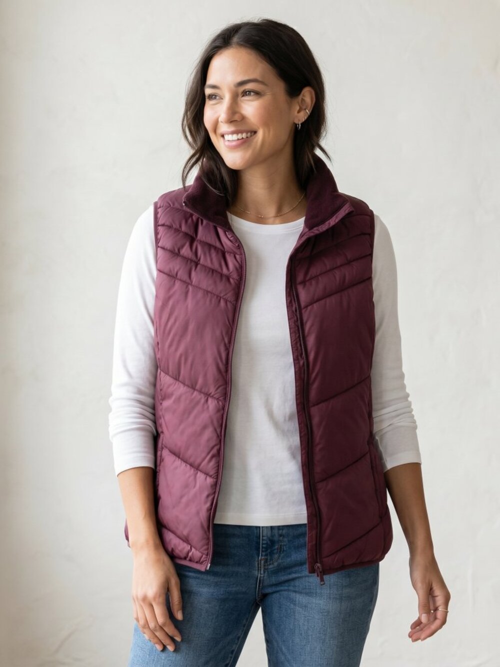 Xersion Puffer Vest XL Burgundy Zip Front Pockets Gorpcore Casual Outdoor Rustic